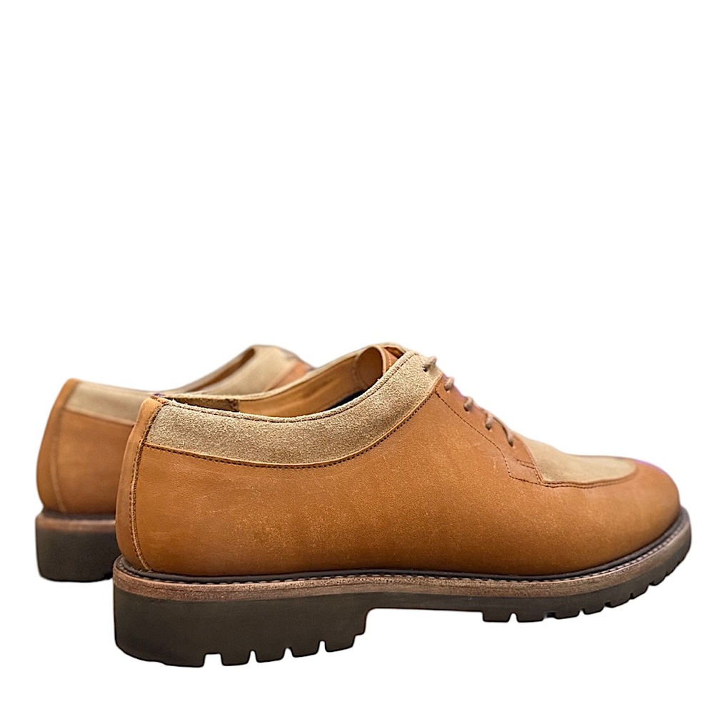 POLO RALPH LAUREN - BROWN TAN LEATHER TWO-TONE DERBY BOOTS - Picture 7 of 11
